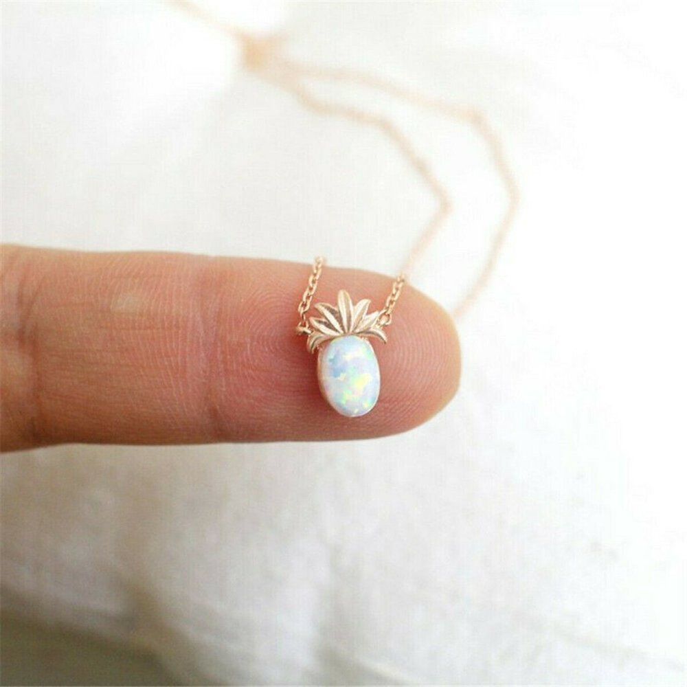 New Tiny Gold Opal-like Pineapple Necklace - Picture 6 of 11